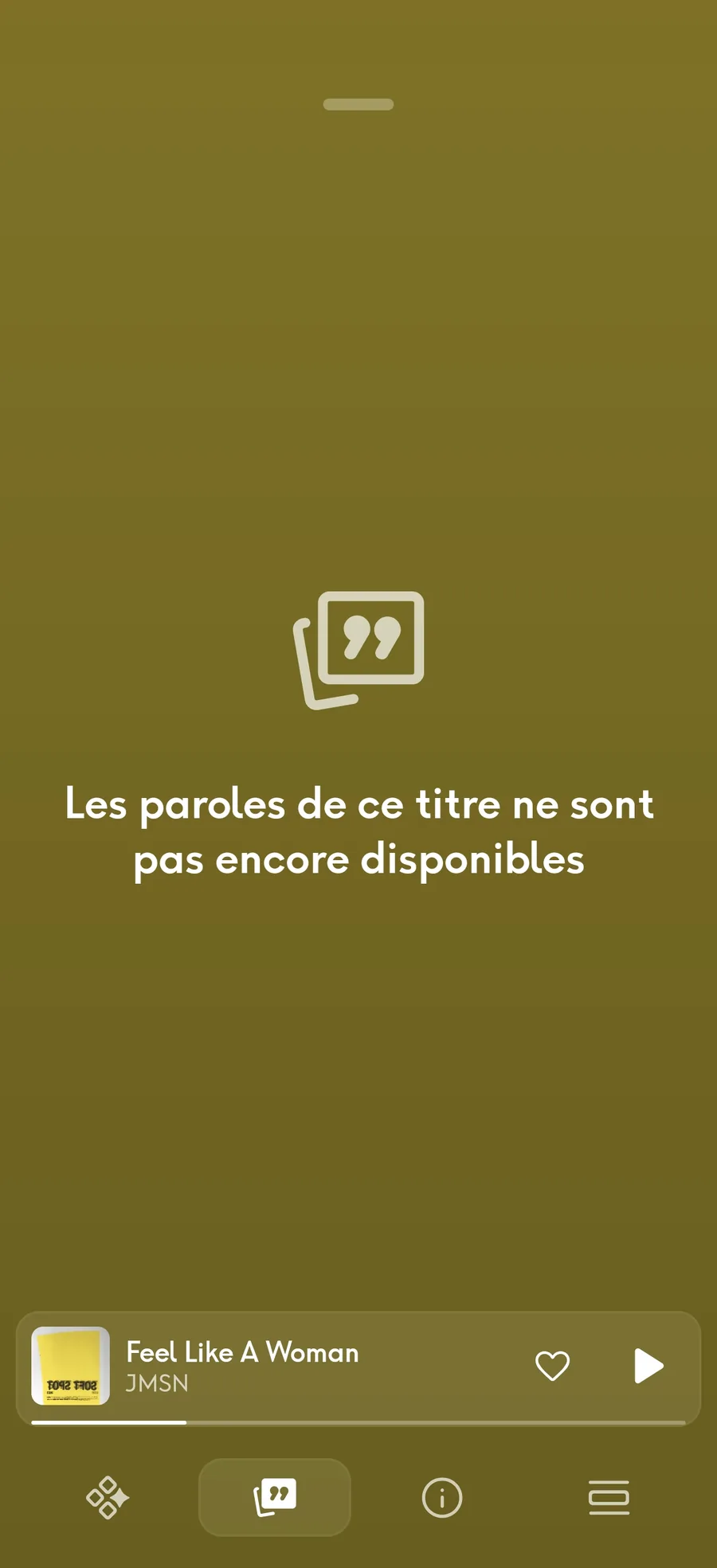 Écran Qobuz indiquant que les paroles du titre ne sont pas encore disponibles
